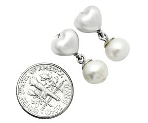 Heart - Natural Fresh Water Pearl Earrings EXE02573 E-1258, 8x8 mm