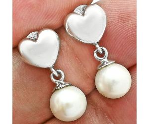 Heart - Natural Fresh Water Pearl Earrings EXE02574 E-1258, 8x8 mm