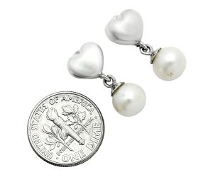 Heart - Natural Fresh Water Pearl Earrings EXE02574 E-1258, 8x8 mm