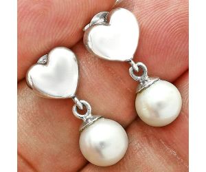 Heart - Natural Fresh Water Pearl Earrings EXE02575 E-1258, 8x8 mm