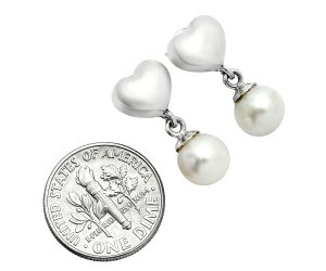 Heart - Natural Fresh Water Pearl Earrings EXE02575 E-1258, 8x8 mm