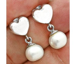 Heart - Natural Fresh Water Pearl Earrings EXE02577 E-1258, 8x8 mm