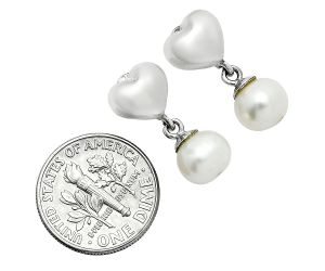 Heart - Natural Fresh Water Pearl Earrings EXE02577 E-1258, 8x8 mm