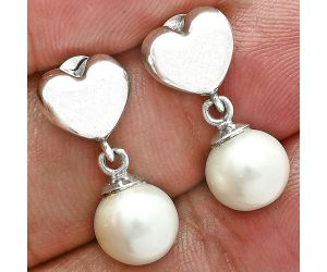 Heart - Natural Fresh Water Pearl Earrings EXE02579 E-1258, 8x8 mm