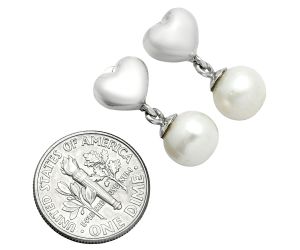 Heart - Natural Fresh Water Pearl Earrings EXE02579 E-1258, 8x8 mm