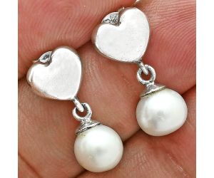 Heart - Natural Fresh Water Pearl Earrings EXE02580 E-1258, 8x8 mm