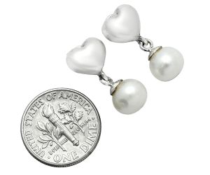 Heart - Natural Fresh Water Pearl Earrings EXE02580 E-1258, 8x8 mm