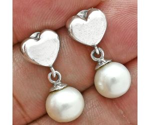 Heart - Natural Fresh Water Pearl Earrings EXE02581 E-1258, 8x8 mm