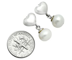 Heart - Natural Fresh Water Pearl Earrings EXE02581 E-1258, 8x8 mm