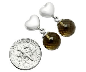 Heart - Heart - Smoky Quartz Ball Earrings EXE02583 E-1258, 9x9 mm