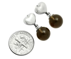 Heart - Smoky Quartz Ball Earrings EXE02584 E-1258, 10x10 mm