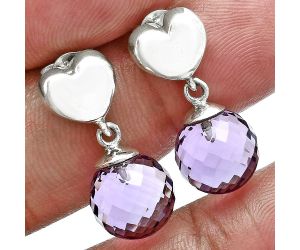 Heart - Heart - Amethyst Ball Earrings EXE02593 E-1258, 10x10 mm