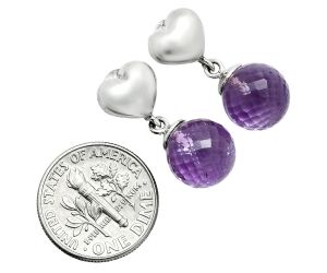 Heart - Heart - Amethyst Ball Earrings EXE02593 E-1258, 10x10 mm