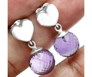 Heart - Amethyst Ball Earrings EXE02596 E-1258, 10x10 mm