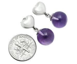 Heart - Amethyst Ball Earrings EXE02597 E-1258, 11x11 mm