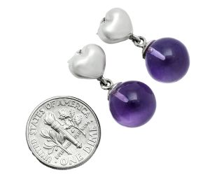 Heart - Amethyst Ball Earrings EXE02598 E-1258, 11x11 mm