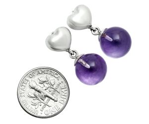 Heart - Amethyst Ball Earrings EXE02599 E-1258, 11x11 mm