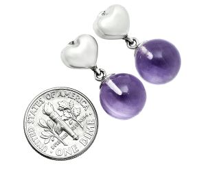 Heart - Amethyst Ball Earrings EXE02600 E-1258, 11x11 mm