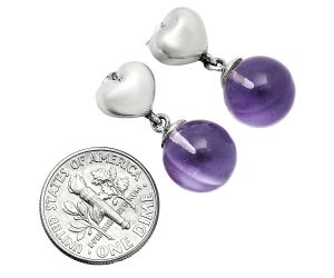 Heart - Amethyst Ball Earrings EXE02601 E-1258, 11x11 mm