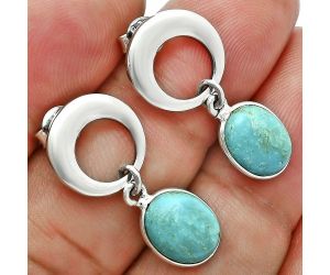 Natural Rare Turquoise Nevada Aztec Mt Earrings EXE02662 E-1259, 8x10 mm