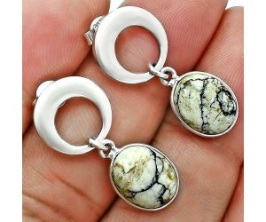 Authentic White Buffalo Turquoise Nevada Earrings EXE02664 E-1259, 9x11 mm