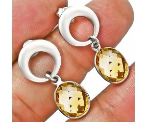 Citrine Checker Briolette Earrings EXE02685 E-1259, 9x11 mm