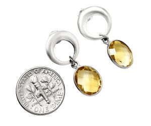 Citrine Checker Briolette Earrings EXE02685 E-1259, 9x11 mm