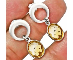 Citrine Checker Briolette Earrings EXE02686 E-1259, 8x10 mm