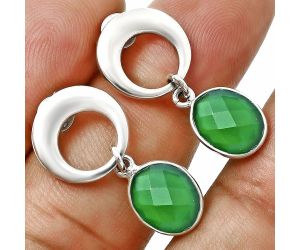 Green Onyx Checker Briolette Earrings EXE02688 E-1259, 8x10 mm