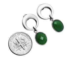 Green Onyx Checker Briolette Earrings EXE02688 E-1259, 8x10 mm