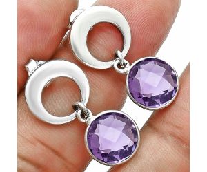 Amethyst Checker Briolette Earrings EXE02692 E-1259, 10x10 mm