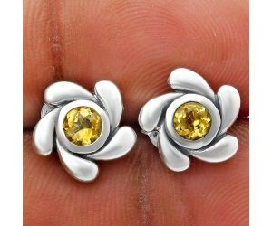 Citrine Stud Earrings EXE02733 E-1260, 4x4 mm