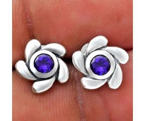 African Amethyst Stud Earrings EXE02759 E-1260, 4x4 mm