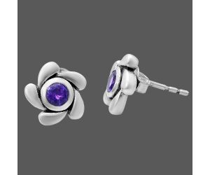 African Amethyst Stud Earrings EXE02759 E-1260, 4x4 mm