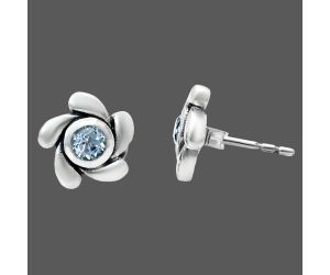 Sky Blue Topaz Stud Earrings EXE02776 E-1260, 4x4 mm