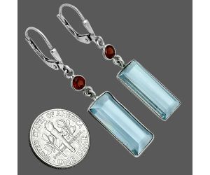 Sky Blue Topaz and Garnet Earrings EXE02788 E-1254, 8x19 mm