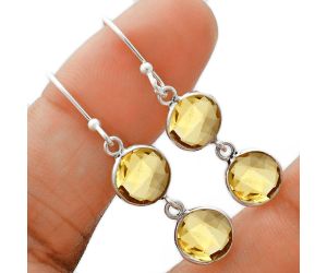 Citrine Checker Briolette Earrings EXE02814 E-1001, 8x8 mm