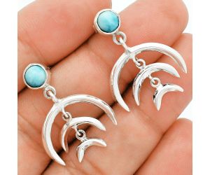 Crescent Moon - Larimar (Dominican Republic) Earrings EXE02820 E-1249, 6x6 mm