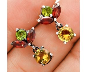 Citrine, Garnet & Peridot Earrings EXE02823 E-1060, 6x6 mm