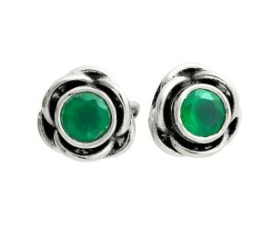 Green Onyx Stud Earrings EXE02831 E-1248, 5x5 mm