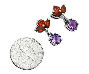 Amethyst and Garnet Earrings EXE02865 E-1060, 6x6 mm