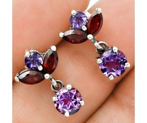 Amethyst and Garnet Earrings EXE02866 E-1060, 6x6 mm