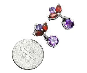 Amethyst and Garnet Earrings EXE02866 E-1060, 6x6 mm