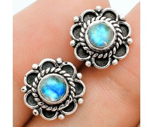 Rainbow Moonstone Stud Earrings EXE02883 E-1121, 5x5 mm