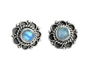 Rainbow Moonstone Stud Earrings EXE02883 E-1121, 5x5 mm