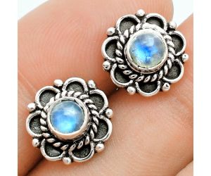 Rainbow Moonstone Stud Earrings EXE02884 E-1121, 5x5 mm