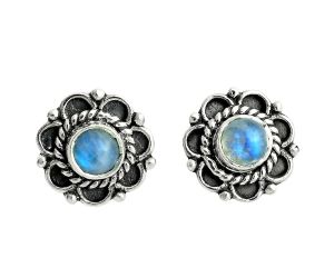 Rainbow Moonstone Stud Earrings EXE02884 E-1121, 5x5 mm