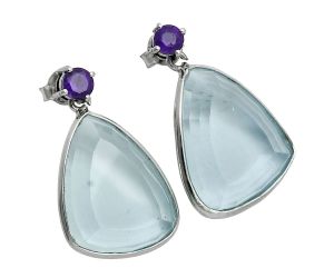 Sky Blue Topaz and Amethyst Earrings EXE02887 E-1256, 15x20 mm