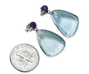 Sky Blue Topaz and Amethyst Earrings EXE02887 E-1256, 15x20 mm