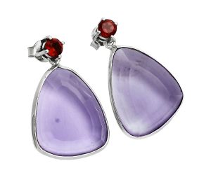 Amethyst and Garnet Earrings EXE02889 E-1256, 15x20 mm